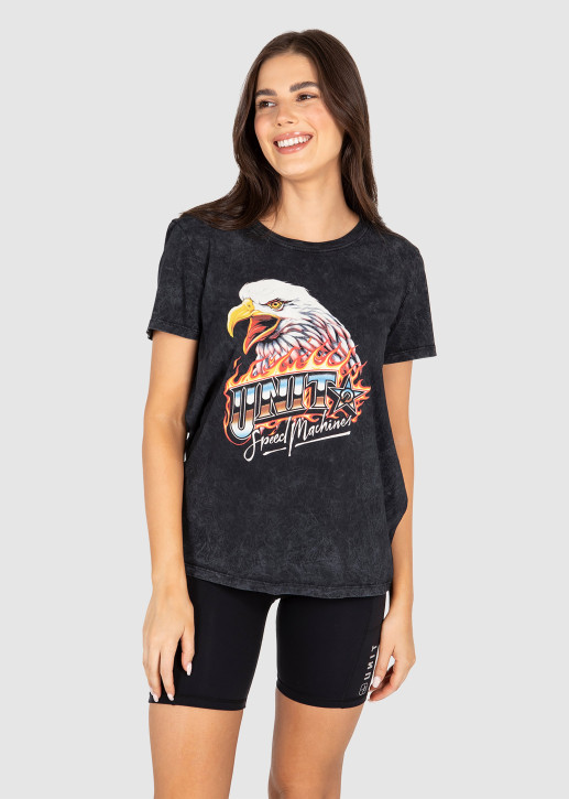 UNIT - SPEED MACHINES LADIES TEE STONEWASH BLACK XS