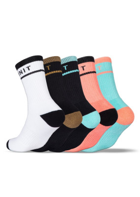 UNIT - 5 PACK LADIES BAMBOO SOCKS STAPLE HI LUX MULTI ONE SIZE